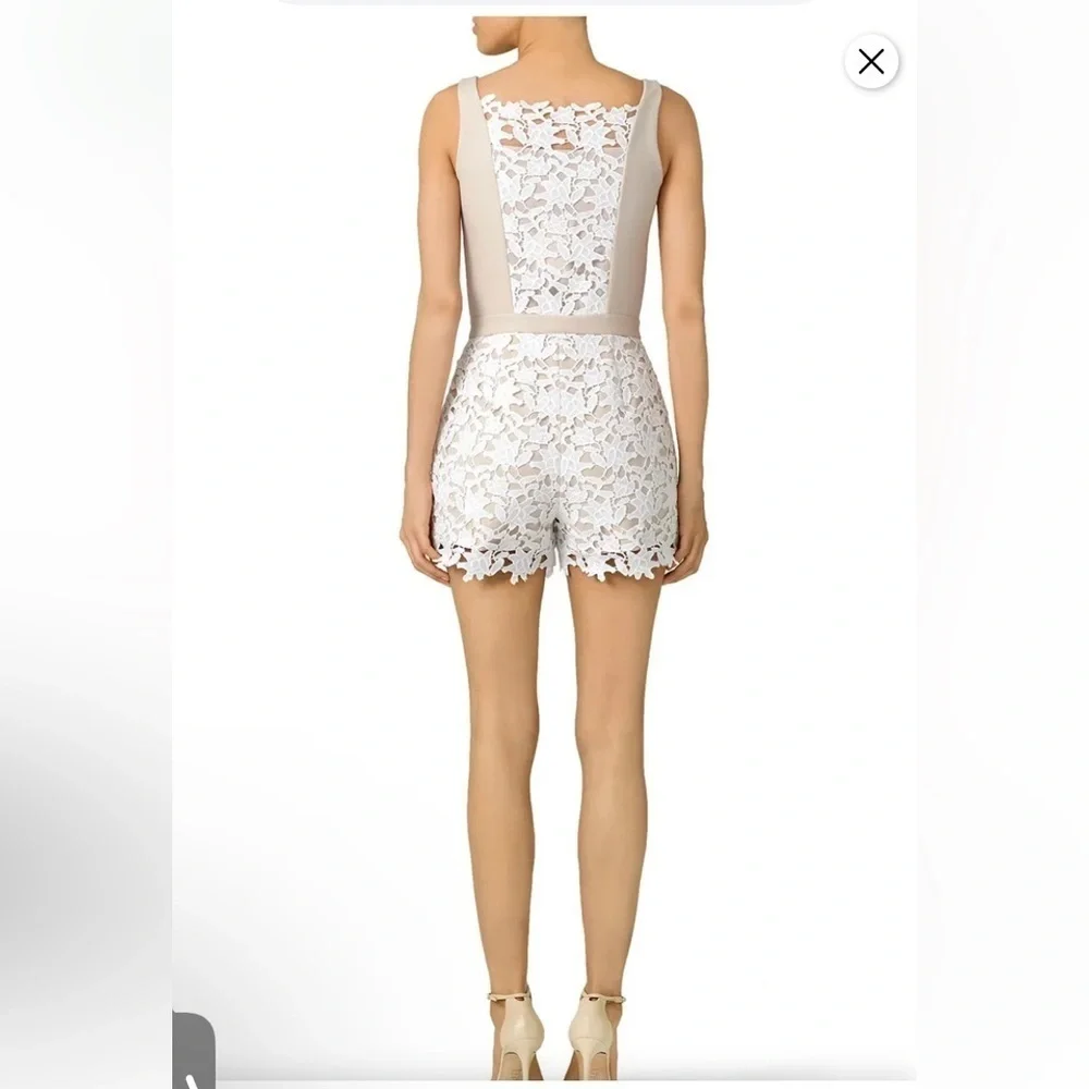 Raoul Honeydew Jessenia Romper Lace Overlay Cream White women 2 boho casual Y2K